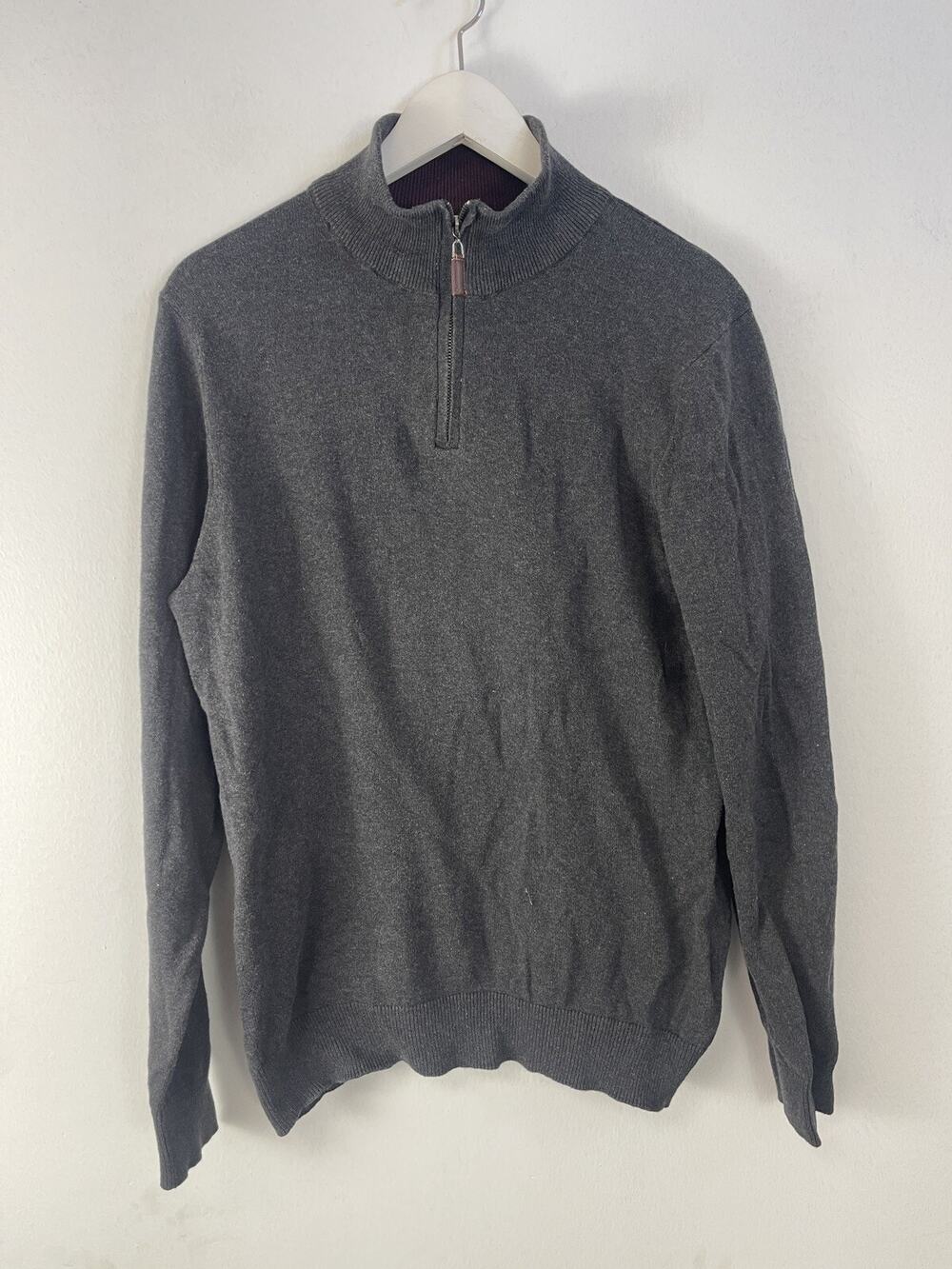 GRAYSON & DUNN Sweater Mens Medium Gray Pullover Quarter Zip Shirt N35